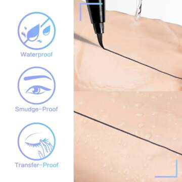 CARSLAN Liquid Eyeliner, Black Eyeliner Liquid Liner, 12H Longlasting Eyeliners, Waterproof & Smudgeproof High Pigmented Eyeliners for Eye Makeup, Black