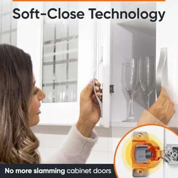 DecoBasics 40 Pack 1/2 inch Overlay Soft Close Cabinet Hinges for Kitchen Cabinets Door -Concealed Self Closing Face Frame Cabinet Hinges Brushed Nickel -Built-in Soft Close Hinges Damper-3 Way Adjust