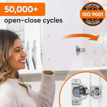 DecoBasics 40 Pack 1/2 inch Overlay Soft Close Cabinet Hinges for Kitchen Cabinets Door -Concealed Self Closing Face Frame Cabinet Hinges Brushed Nickel -Built-in Soft Close Hinges Damper-3 Way Adjust