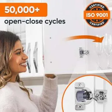 DecoBasics 40 Pack 1/2 inch Overlay Soft Close Cabinet Hinges for Kitchen Cabinets Door -Concealed Self Closing Face Frame Cabinet Hinges Brushed Nickel -Built-in Soft Close Hinges Damper-3 Way Adjust