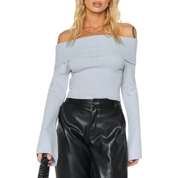 Womens Sexy Knit Crop Sweater - Chic Comfort Wear