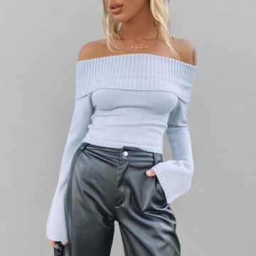 Womens Sexy Knit Crop Sweater - Chic Comfort Wear