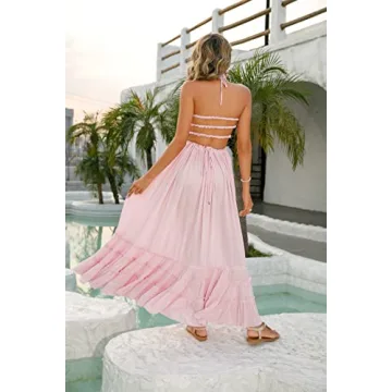 Stylish R.Vivimos Women's Summer Backless Long Dress