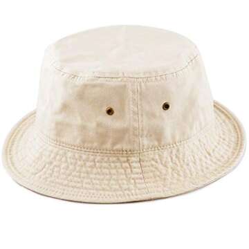 Bucket Hat - Unisex 100% Cotton & Denim UPF 50 Packable Summer Travel Beach Sun Hat(S/M, Putty)