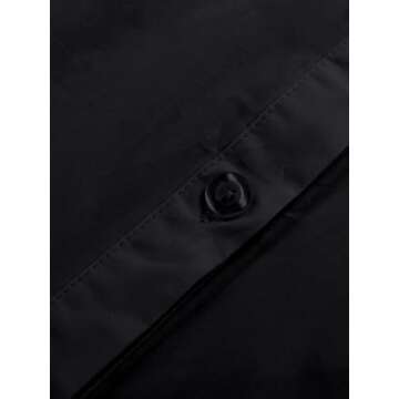 LYANER Women's Casual Shirt Dress Collar V Neck Button Down Loose Long Sleeve Mini Dresses Solid Black Medium