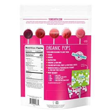 YumEarth Organic Spring Lollipops, Fruit Flavored Pops, 40 Count - Allergy Friendly, Non GMO, Gluten Free, Vegan