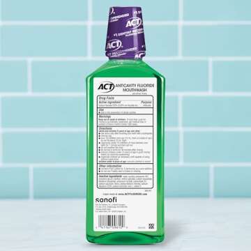 ACT Total Care Zero Alcohol Anticavity Fluoride Mouthwash 18 fl. oz. Kills Bad Breath Germs, Fresh M...