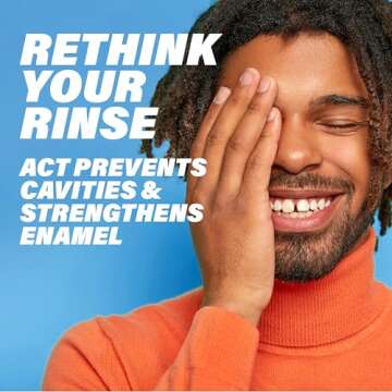 ACT Total Care Zero Alcohol Anticavity Fluoride Mouthwash 18 fl. oz. Kills Bad Breath Germs, Fresh Mint