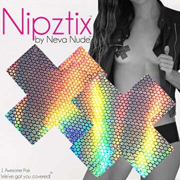 Neva Nude Liquid Party X Factor Nipztix Pasties Nipple Covers for Festivals, Raves, Parties, Lingerie and More, Medical Grade Adhesive, Waterproof and Sweatproof, Made in USA