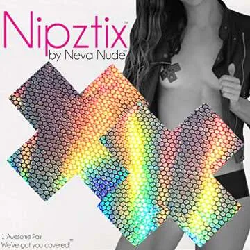 Neva Nude Liquid Party X Factor Nipztix Pasties Nipple Covers for Festivals, Raves, Parties, Lingerie and More, Medical Grade Adhesive, Waterproof and Sweatproof, Made in USA