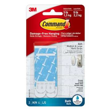 Command Bathroom Strips - Water Resistant, 2 Medium & 4 Large, Easy Removal
