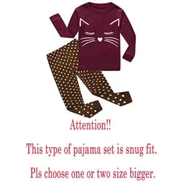 Soft Cat Pajamas for Toddler Girls - 100% Cotton Sleepwear