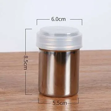 2 PCS Chocolate Shaker Coffee Powder Cocoa Flour Icing Sugar Sifter Stainless Steel Mesh Shaker Powder Cans with Lid for For Baking Cooking Home Restaurant