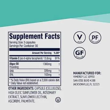 Vimergy EPA/DHA – Promotes Brain & Eye Health* – Supports Joints & Cardiovascular Health* – Kosher, Vegan & Gluten-Free – 90 Capsules