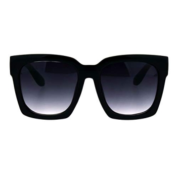 JuicyOrange SUPER Oversized Square Sunglasses Womens Modern Hipster Fashion Shades (shiny black (gradient lens), 55.5)