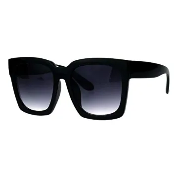 JuicyOrange SUPER Oversized Square Sunglasses Womens Modern Hipster Fashion Shades (shiny black (gradient lens), 55.5)