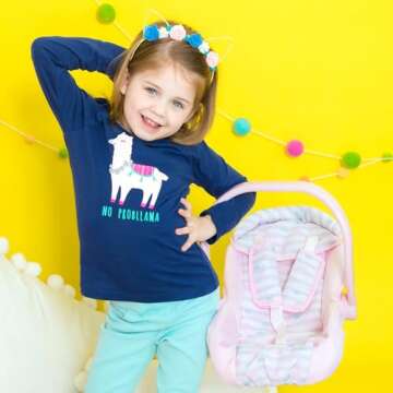 Adora Baby Doll Car Seat Carrier with Removable Seat Cover - Machine Washable, Fits Most Dolls & Plush Animals Up To 20”, Birthday Gift for Ages 2+ - Pastel Pink Hearts