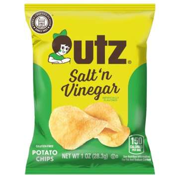 Utz Salt & Vinegar 1 oz. Bags, 42 Count Crispy Fresh Potato Chips, Crunchy Individual Snacks to Go, ...