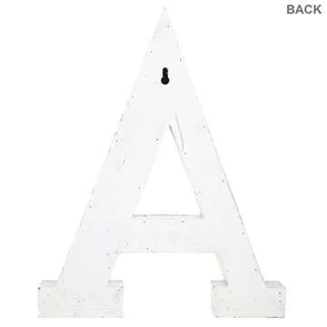 Distressed White Monogram Letter A Wall Decor