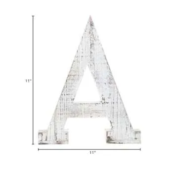 Distressed White Monogram Letter A Wall Decor