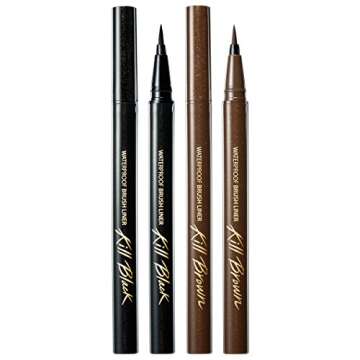CLIO Waterproof Brush Liquid Eye Liner | Precision Tip, Flexible Brush, Long Lasting, Smudge-Resistant, High-Intensity Color | Kill Brown (#01)