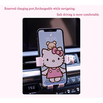 WIEEZN Cute Pink Cat Air Vent Car Phone Mount