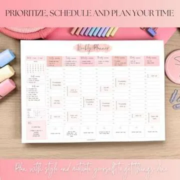 Weekly Hourly Planner Notepad, Daily Planner Desk Pad, Weekly Schedule, To Do List Note Pad, ADHD Planner | 50 Undated Tear Away Sheets | A4 (Pink)