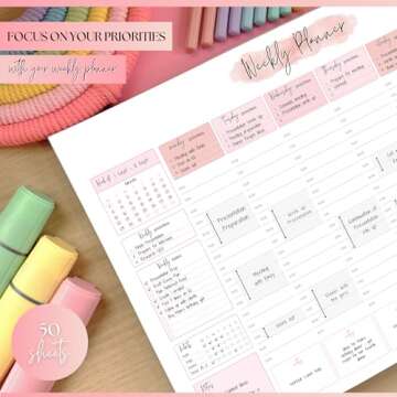 Weekly Hourly Planner Notepad, Daily Planner Desk Pad, Weekly Schedule, To Do List Note Pad, ADHD Planner | 50 Undated Tear Away Sheets | A4 (Pink)