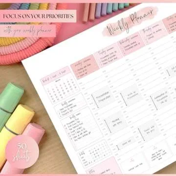 Weekly Hourly Planner Notepad, Daily Planner Desk Pad, Weekly Schedule, To Do List Note Pad, ADHD Planner | 50 Undated Tear Away Sheets | A4 (Pink)