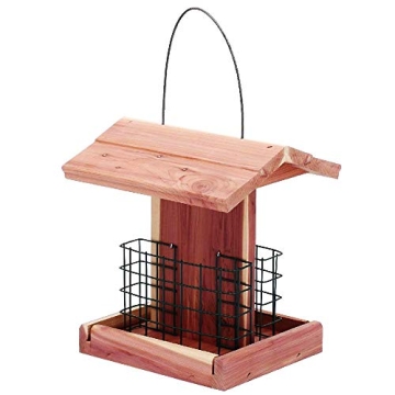 Solution4Patio Cedar Wooden Bird Feeder: Double Suet Cages for Birds