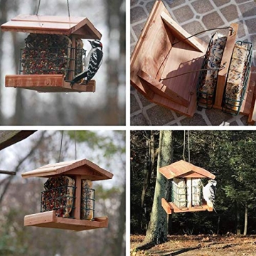 Cedar Wooden Bird Feeder for Backyard Birding