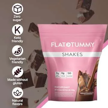 Flat Tummy Shakes - Chocolate, 20 Servings, EBT Eligible – Post GLP-1 Protein Supplement, High Protein, Zero Sugar, Keto-Friendly Meal Replacement with Clinically Studied Morosil®