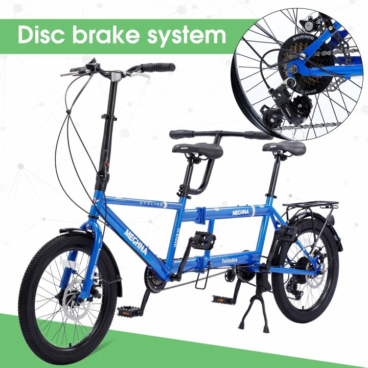 ZUKKA 20 Inch Tandem Folding Bicycle for Adults