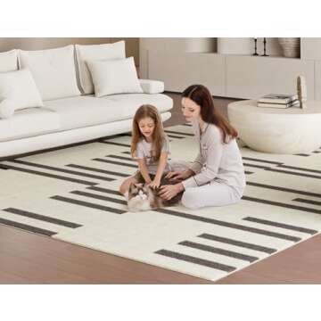 TTelephant Modern Machine Washable Area Rug 9x12, Spill-Proof Surface, Non-Slip Backing, Cozy Soft F...
