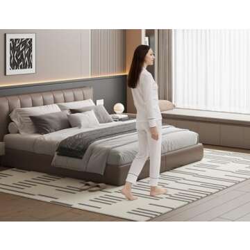 TTelephant Modern Machine Washable Area Rug 9x12, Spill-Proof Surface, Non-Slip Backing, Cozy Soft Faux Wool, Printed Living Room Rugs, Bedroom Rugs, Dining Room Rugs - Miro