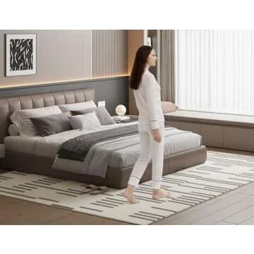 TTelephant Modern Machine Washable Area Rug 9x12, Spill-Proof Surface, Non-Slip Backing, Cozy Soft Faux Wool, Printed Living Room Rugs, Bedroom Rugs, Dining Room Rugs - Miro