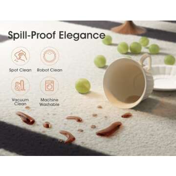 TTelephant Modern Machine Washable Area Rug 9x12, Spill-Proof Surface, Non-Slip Backing, Cozy Soft Faux Wool, Printed Living Room Rugs, Bedroom Rugs, Dining Room Rugs - Miro