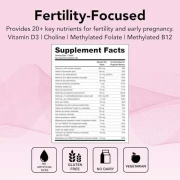 Theralogix TheraNatal Core Preconception Vitamin Supplement - 90-Day Supply - Prenatal Vitamins & Fertility Supplement for Women with Folate, Vitamin D3, Choline & More* - NSF Certified - 90 Tablets