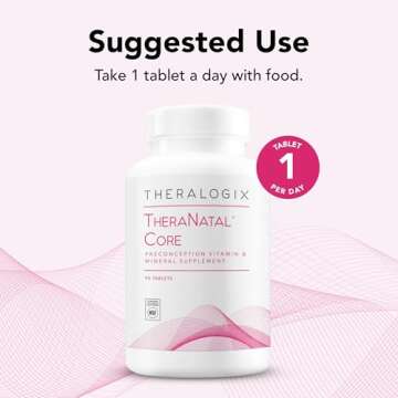 Theralogix TheraNatal Core Preconception Vitamin Supplement - 90-Day Supply - Prenatal Vitamins & Fertility Supplement for Women with Folate, Vitamin D3, Choline & More* - NSF Certified - 90 Tablets