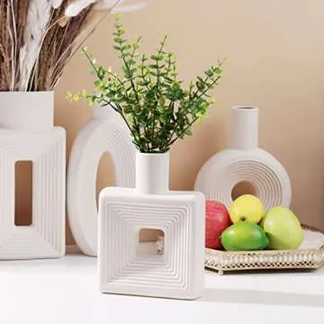 White Hollow Ceramic Flower Vase Set for Modern Decor