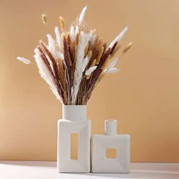 White Hollow Ceramic Flower Vase Set for Modern Decor