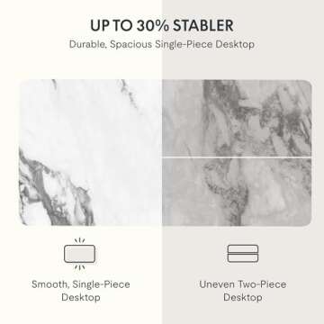 FLEXISPOT EN1 One-Piece Standing Desk 48 x 24 Inches Height Adjustable Electric Desk Sit Stand Desk Home Office Desks (White Frame + Marble Gray Top, 2 Packages)