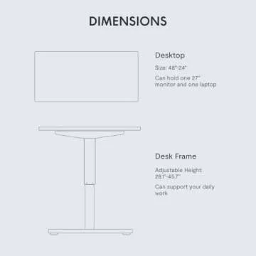 FLEXISPOT EN1 One-Piece Standing Desk 48 x 24 Inches Height Adjustable Electric Desk Sit Stand Desk Home Office Desks (White Frame + Marble Gray Top, 2 Packages)