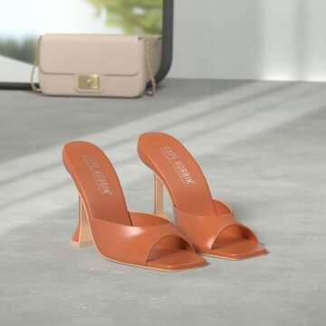 Cape Robbin Lithe Sexy High Heels for Women, Square Open Toe Shoes Heels - Tan Size 6