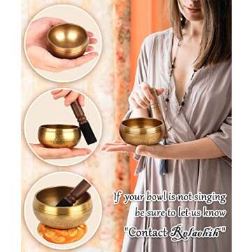 Relaehih Tibetan Singing Bowls for Meditation and Relaxation