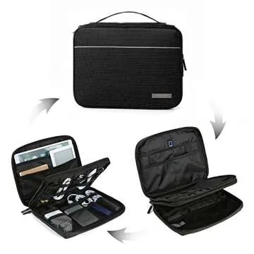 BAGSMART 2-Layer Travel Electronic Cable Organizer Cases for 10.5" iPad, Cables, Chargers, USB Drive, Black