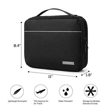 BAGSMART 2-Layer Travel Electronic Cable Organizer Cases for 10.5" iPad, Cables, Chargers, USB Drive, Black