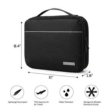 BAGSMART 2-Layer Travel Electronic Cable Organizer Cases for 10.5" iPad, Cables, Chargers, USB Drive, Black