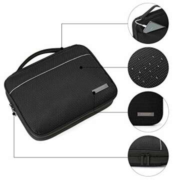 BAGSMART 2-Layer Travel Electronic Cable Organizer Cases for 10.5" iPad, Cables, Chargers, USB Drive, Black