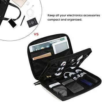 BAGSMART 2-Layer Travel Electronic Cable Organizer Cases for 10.5" iPad, Cables, Chargers, USB Drive, Black